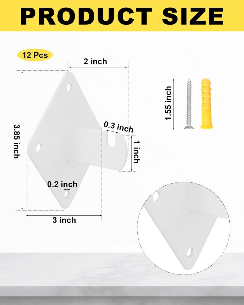 Alffun Gridwall Mount Brackets, 12 Pcs Grid Panel Wall Mount Brackets with Screws for Garage Workbench Display Wall Organization(12 Pcs, White) - Image 5